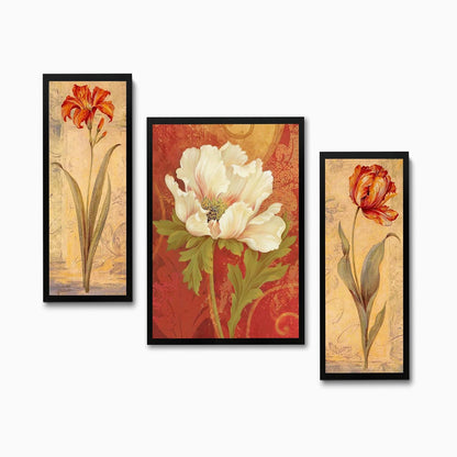 Wall Painting Frames For decor, Pictures Frame For Living Room, Home Decoration, Bedroom, Set of 3, 1pc- 23 x 30 cm, 2pc- 12.5 x 30 cm (Design 6)