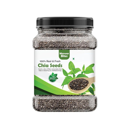 MarwarBites Premium Chia Seeds 250GM | Raw Unroasted & Cleaned | Natural Plant-Based Superfood Seed For Eating | Ideal for Smoothies, Baking & Cooking