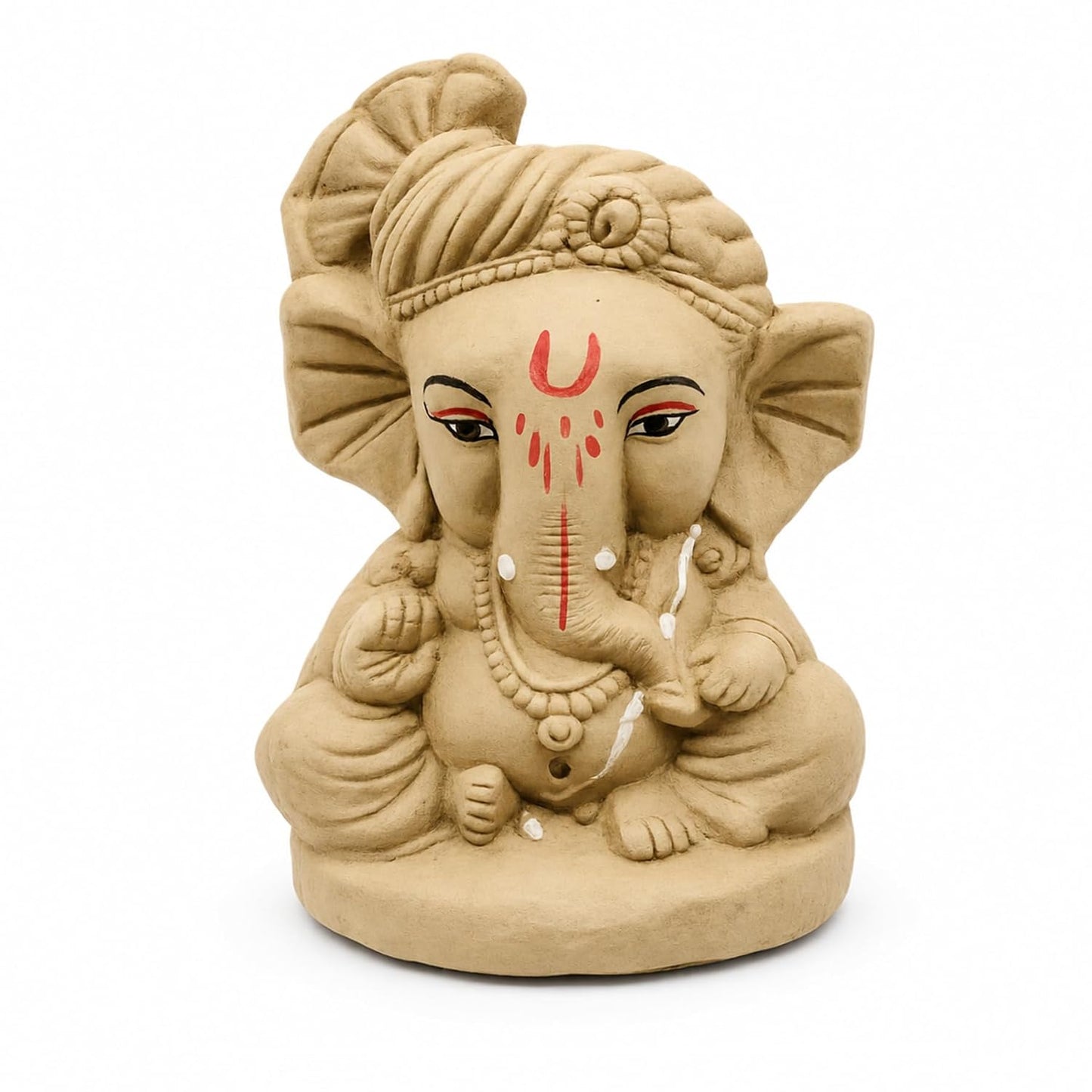 SHOPMEFAST Clay Ganesh Idol, 4 Inches Height, Water Soluble Ganpati Murti for Ganpati Visarjan (Small) (Natural Brown - Bal Ganesha)