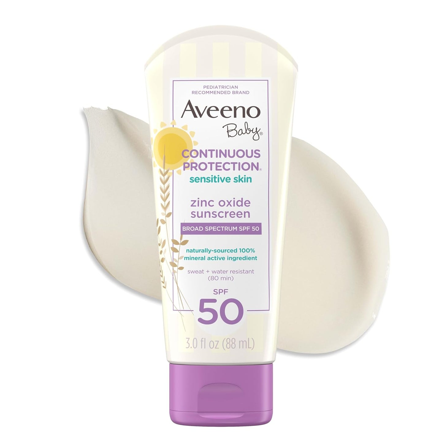 Aveeno Baby Continuous Protection Zinc Oxide Mineral Sunscreen Lotion for Sensitive Skin with, 88ml" )
