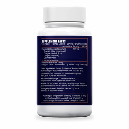 Sea Life Flaxseed Oil 1000 Mg Softgel Capsules | Omega 3,6,9 fatty acid | Supports Healthy Heart, Joints, Skin, Brain & Eyes | For Men & Women (60 Softgels Capsules) Pack of-1