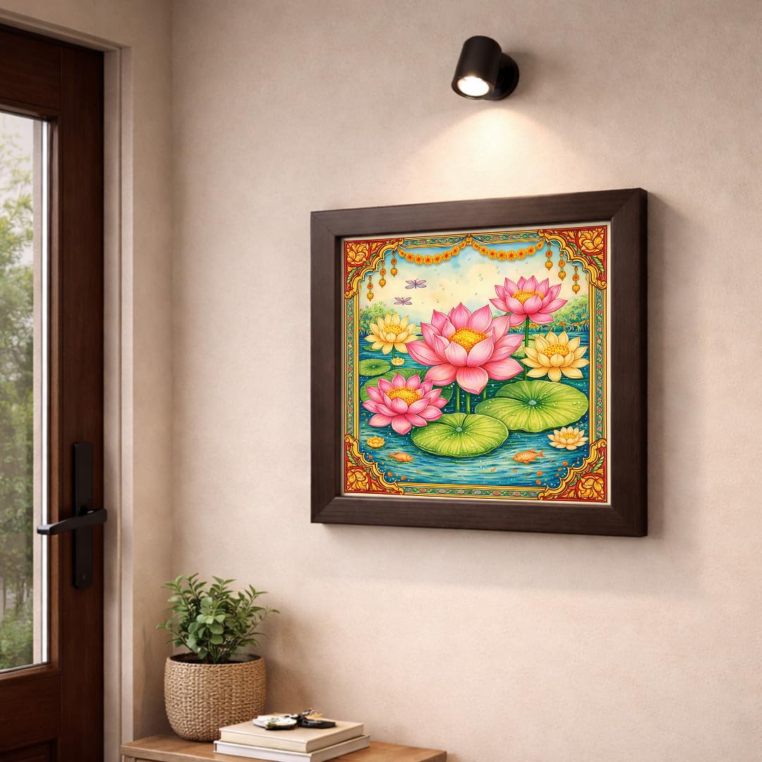 Lotus Pond Peace Calm Water Floral Serenity Nature Harmony Sacred Framed Poster Artwork Decor Painting