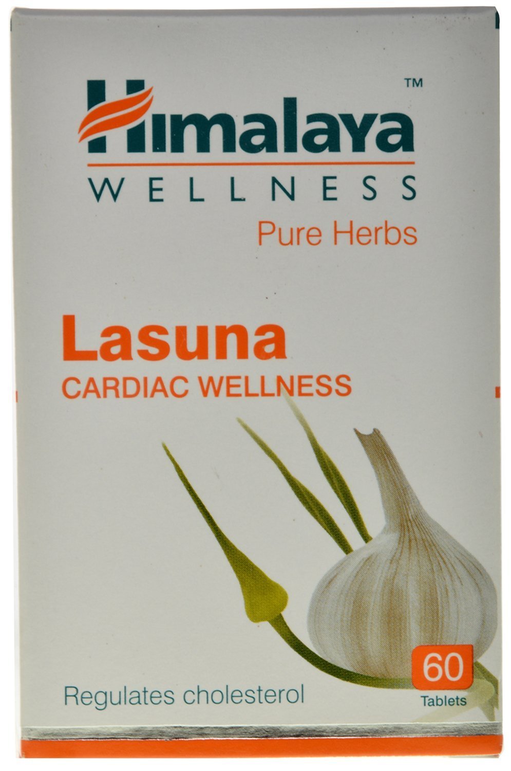 Himalaya Wellness Lasuna Cardiac Wellness supplement box with garlic illustration