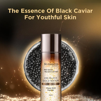 Bio-Essence Bio-Gold 24K Gold Black Gold Water (100ml) | Essence for Hydrating skin, Smoothening wrinkles, Glowing skin and Reducing Dark spots | For all skin types