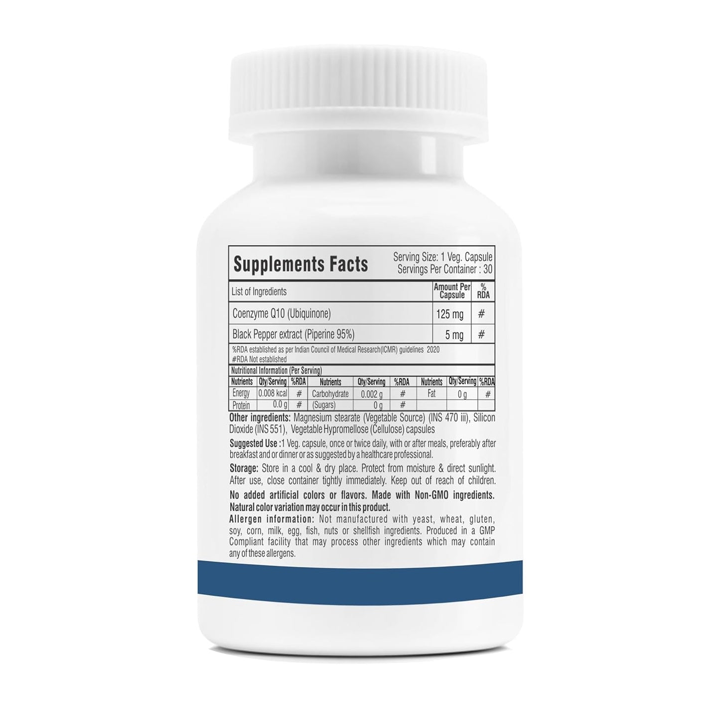 Supplement bottle with label on a white background