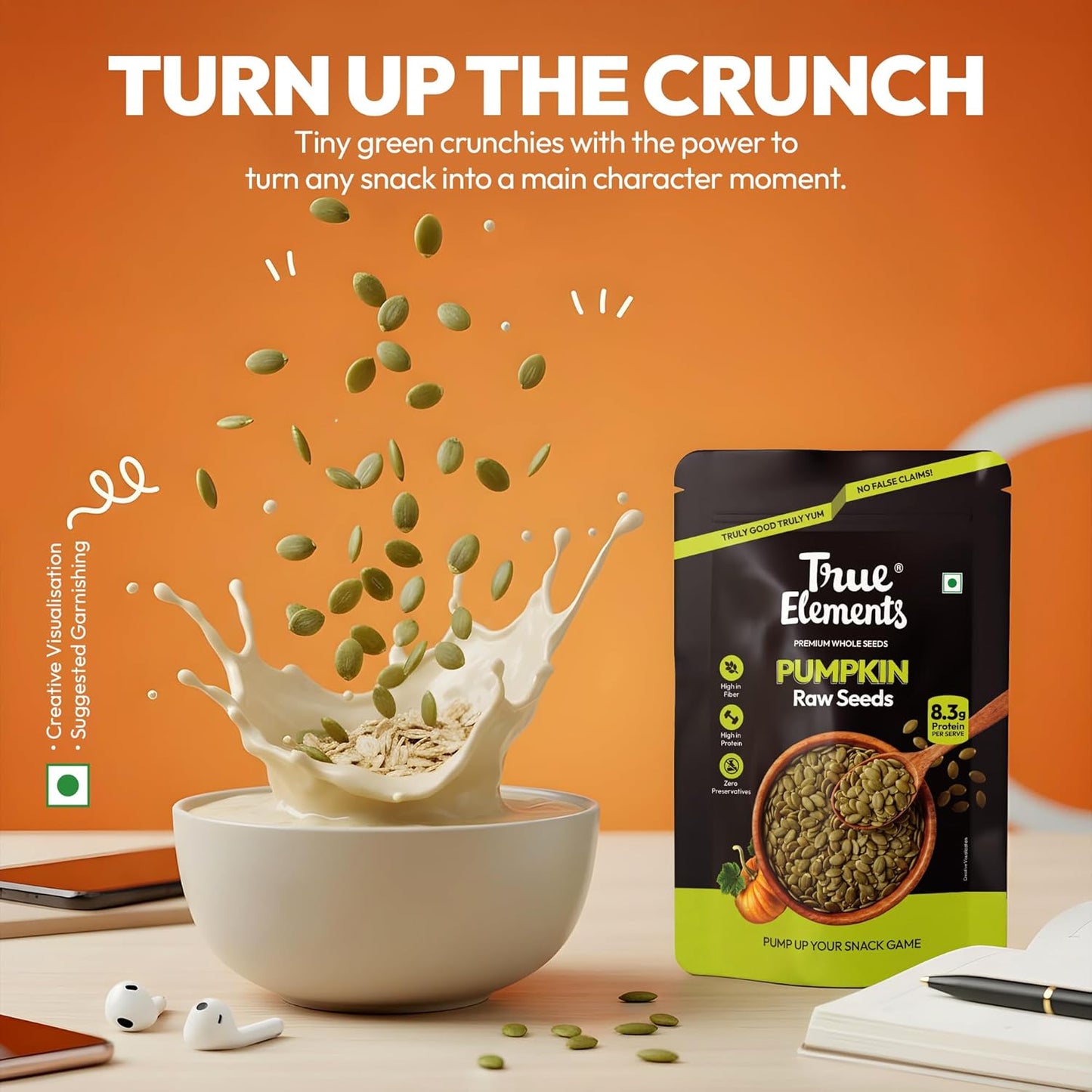 True Elements Pumpkin Seeds - Premium AAA Grade Raw Seeds for Eating | Immunity Booster Seeds | Diet Snacks | High in Protein