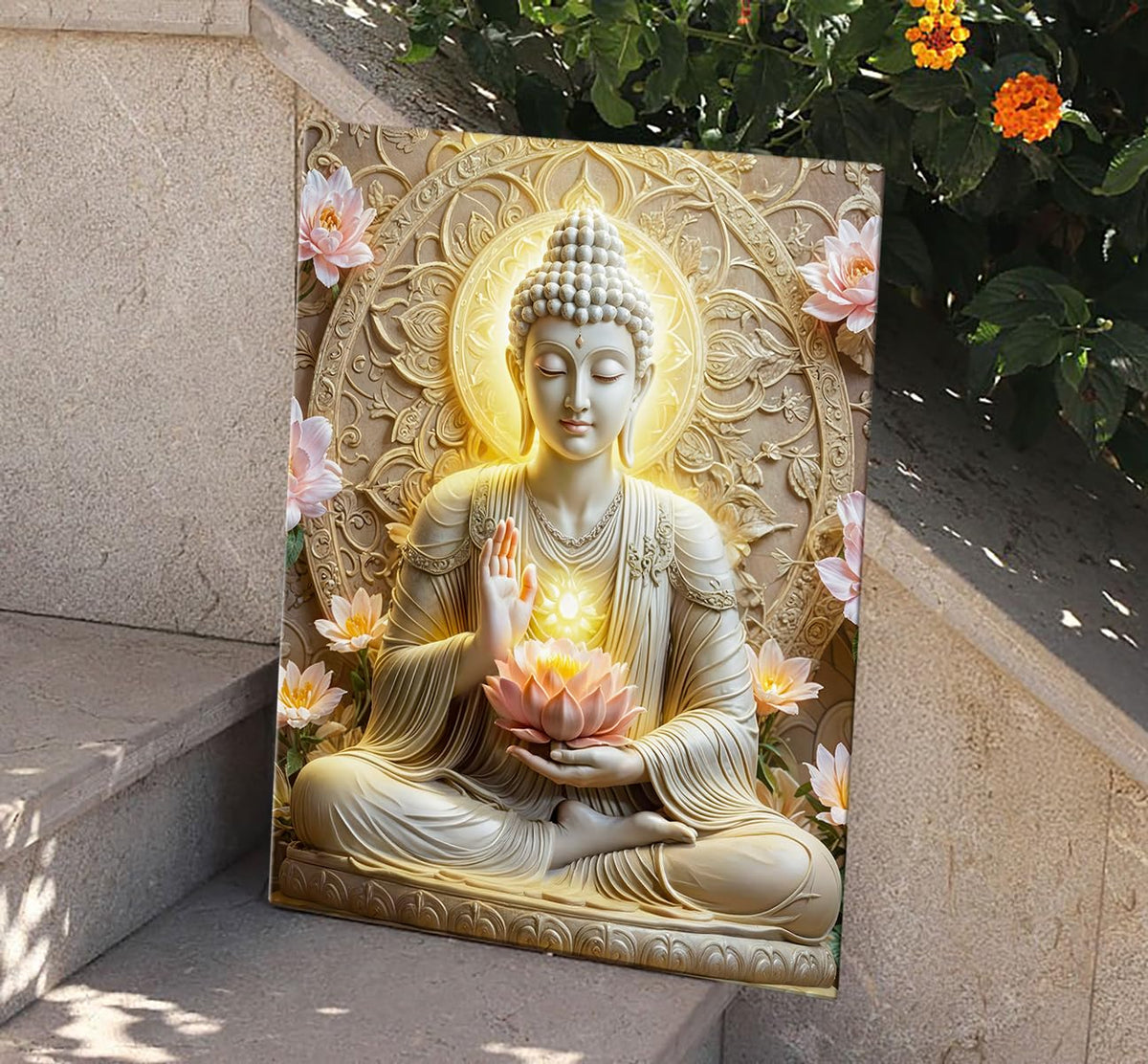 Buddha Paintings For Living Room, 45x58 cm, Set of 1