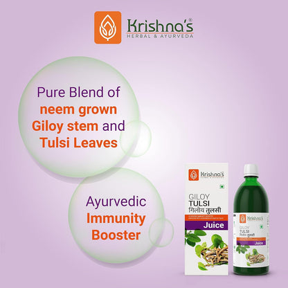 Krishna's Giloy Tulsi Juice, Enriched With Goodness of Giloy & Tulsi, No Artificial Colors or Flavours & Gluten Free - 1000 ml (Pack of 1)