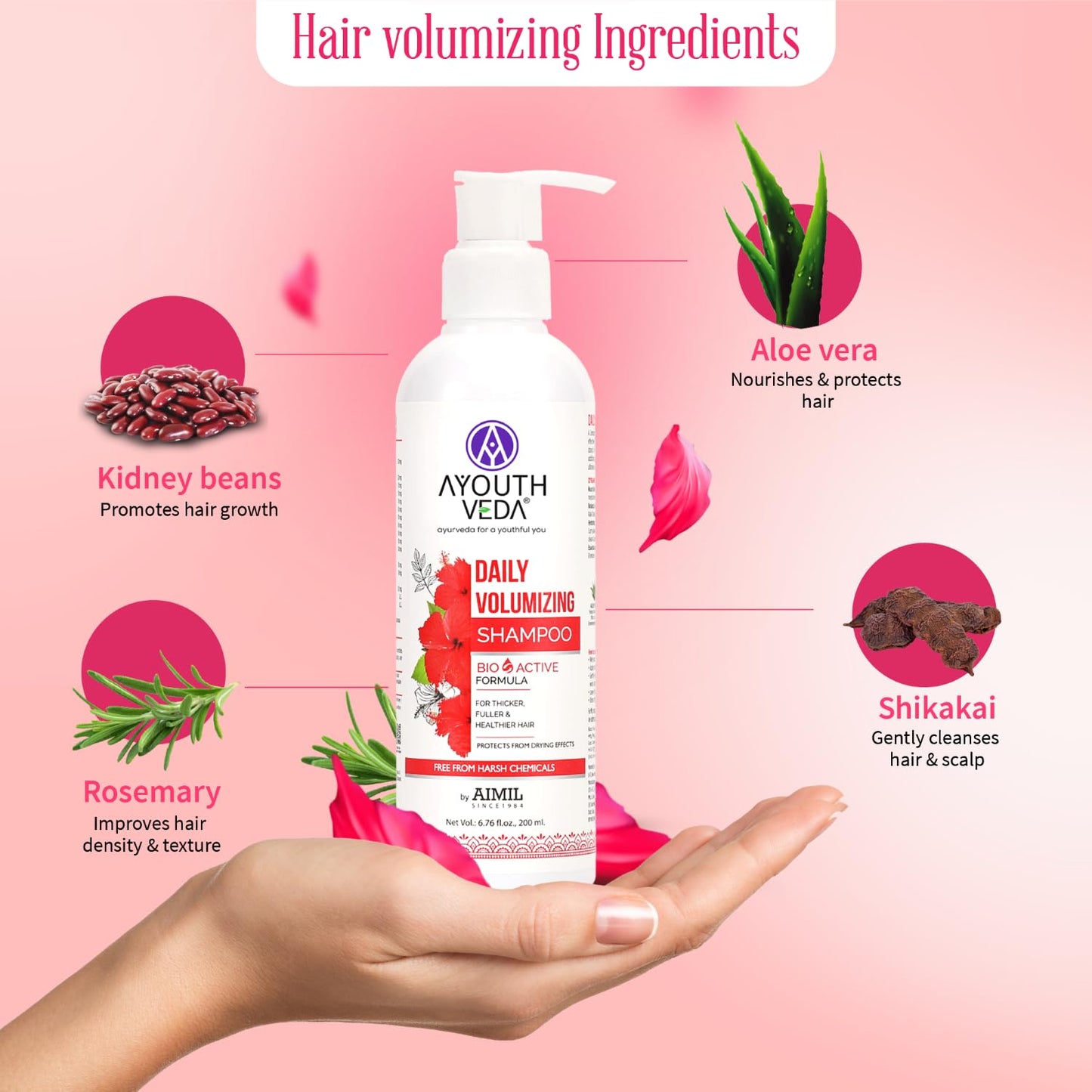 Ayouthveda Daily Volumizing Shampoo, Bio-Active Formula For Thicker Fuller & Healthier Hair Protects From Drying, Improve Hair Density & Texture | Strengthens Hair, Add ultimate volume & nourishment Effects 200ml