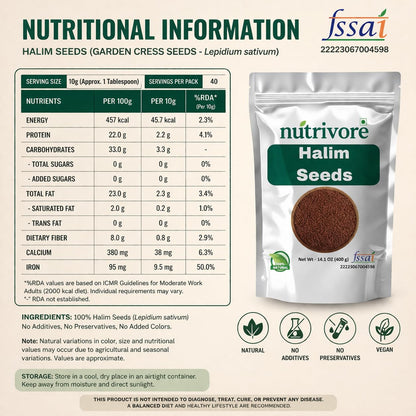 Nutrivore Halim Seeds, Garden Cress Aliv Seeds, Raw and Natural, 1 Kg