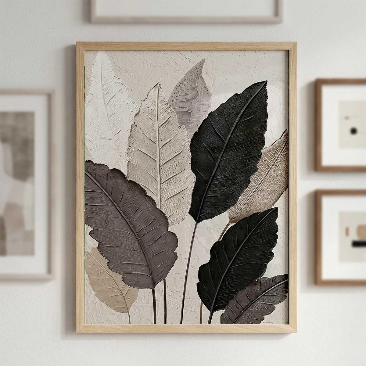Aesthetic Leaf Art Home Decoration|Paintings With Frame For Living Room Bed Room Hotel Wall Decor Digital Reprint (13x17 inch)