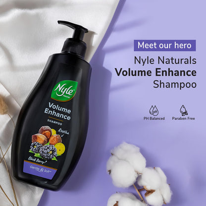 Nyle Naturals Volume Enhance Shampoo |For Voluminous Hair |With Reetha, Blackberry & Amla |Gentle & Soft Shampoo For Men & Women, 400ml