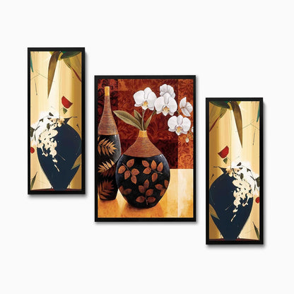 Wall Painting Frames For decor, Pictures Frame For Living Room, Home Decoration, Bedroom, Set of 3, 1pc- 23 x 30 cm, 2pc- 12.5 x 30 cm (Design 12)