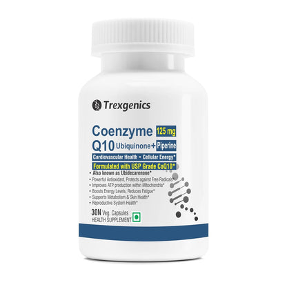 Trexgenics Coenzyme Q10 supplement bottle on a white background
