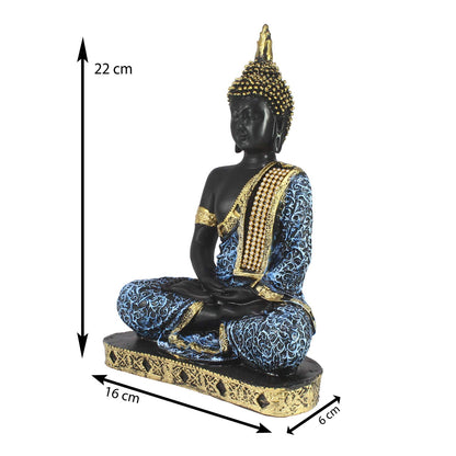 Buddha Showpiece (22cm x 16 cm x 6 cm, Blue) - Polyresin