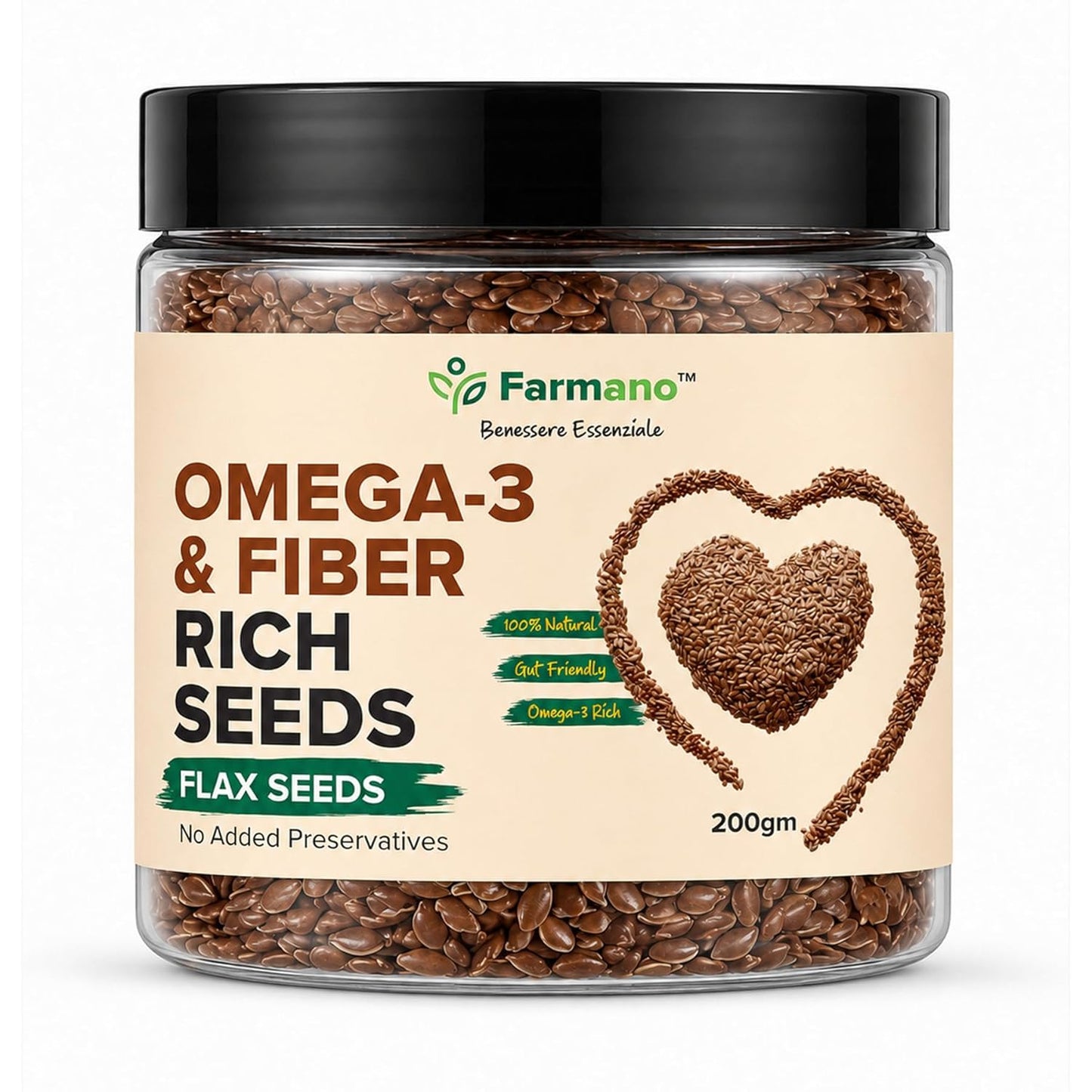 Farmano Raw Flax Seeds | Omega-3 & High Fiber | Premium Quality | 200g | Raw Alsi Seeds Unroasted, Omega 3 & Fibre Rich, Heart Health & Digestion Support, Weight Management, 100% Natural