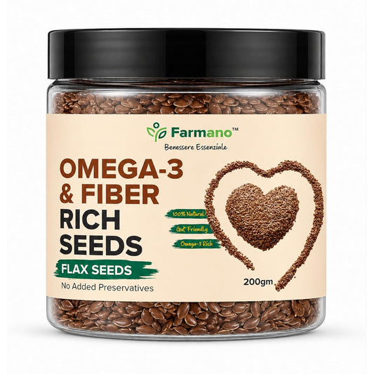 Farmano Raw Flax Seeds | Omega-3 & High Fiber | Premium Quality | 200g | Raw Alsi Seeds Unroasted, Omega 3 & Fibre Rich, Heart Health & Digestion Support, Weight Management, 100% Natural