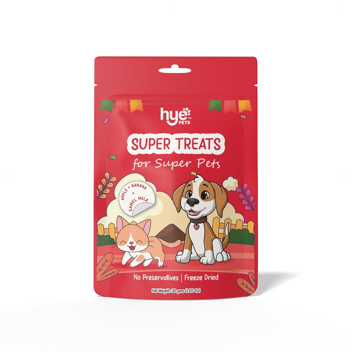 HYE Pets Super Treats for Super Pets – Freeze Dried Treats Made with Camel Milk, Apple & Banana | 30g