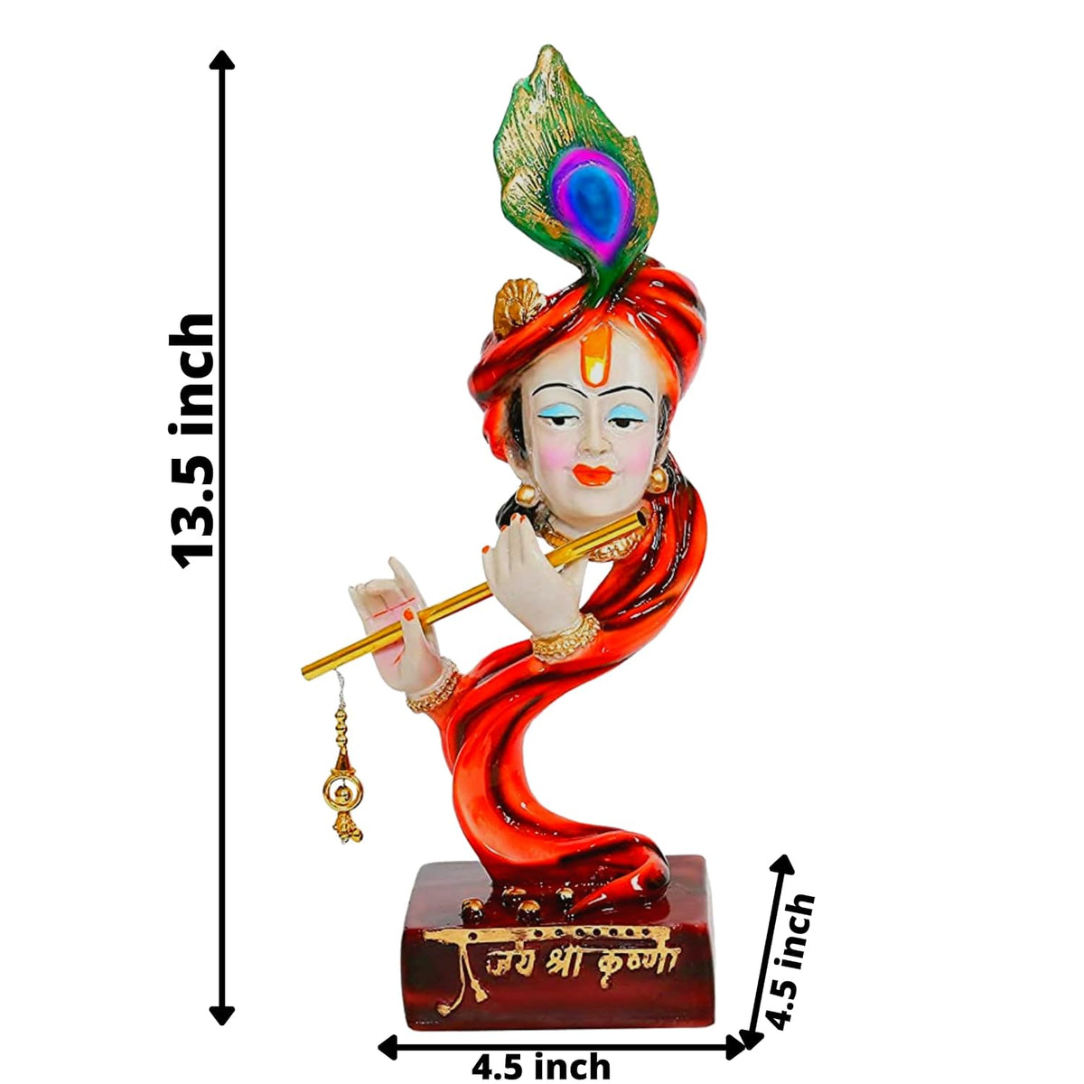 THE SACRED GIFTS Lord Krishna Flute Hand Statue, Krishna Statue for Griha Pravesh Gift, Home Decor showpiece, Pooja Room, Temple, Office (Pack of 1)