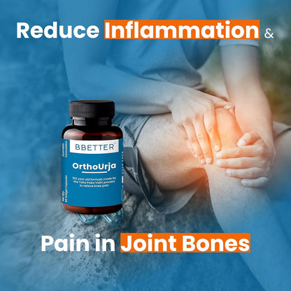 BBETTER OrthoUrja -Lab Tested Ayurvedic Medicine for Knee pain, Joint Pain & Arthiritis Relief | Made by Taila Paka Vidhi Method | 60 Softgels