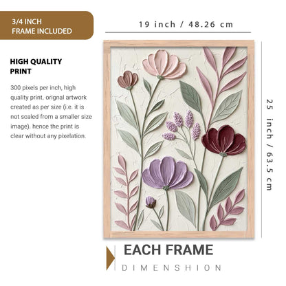 Floral Laef Wall Art Home Decoration | Aesthetic Paintings With Frame For Living Room Bed Room Hotel Wall Decor Digital Reprint (19x25 inch)
