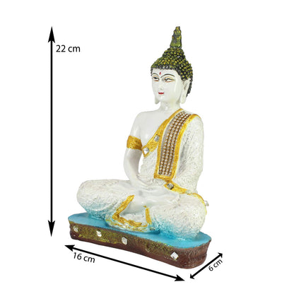 Buddha Statue (15 cm x 10 cm x 27 cm, White)