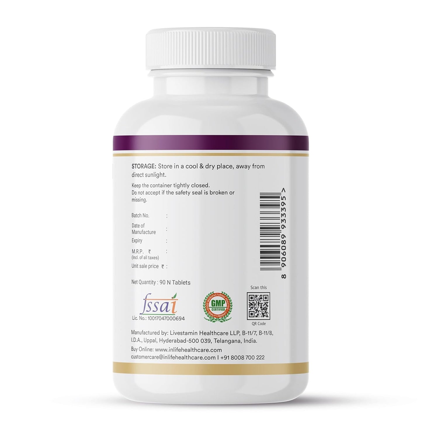 INLIFE Multi Collagen Complex Tablets | 5 Types Peptides I, II, III, V & X with Biotin, Hyaluronic Acid | Collagen Powder Supplements for Women & Men - 90 Tablets (Pack of 1)