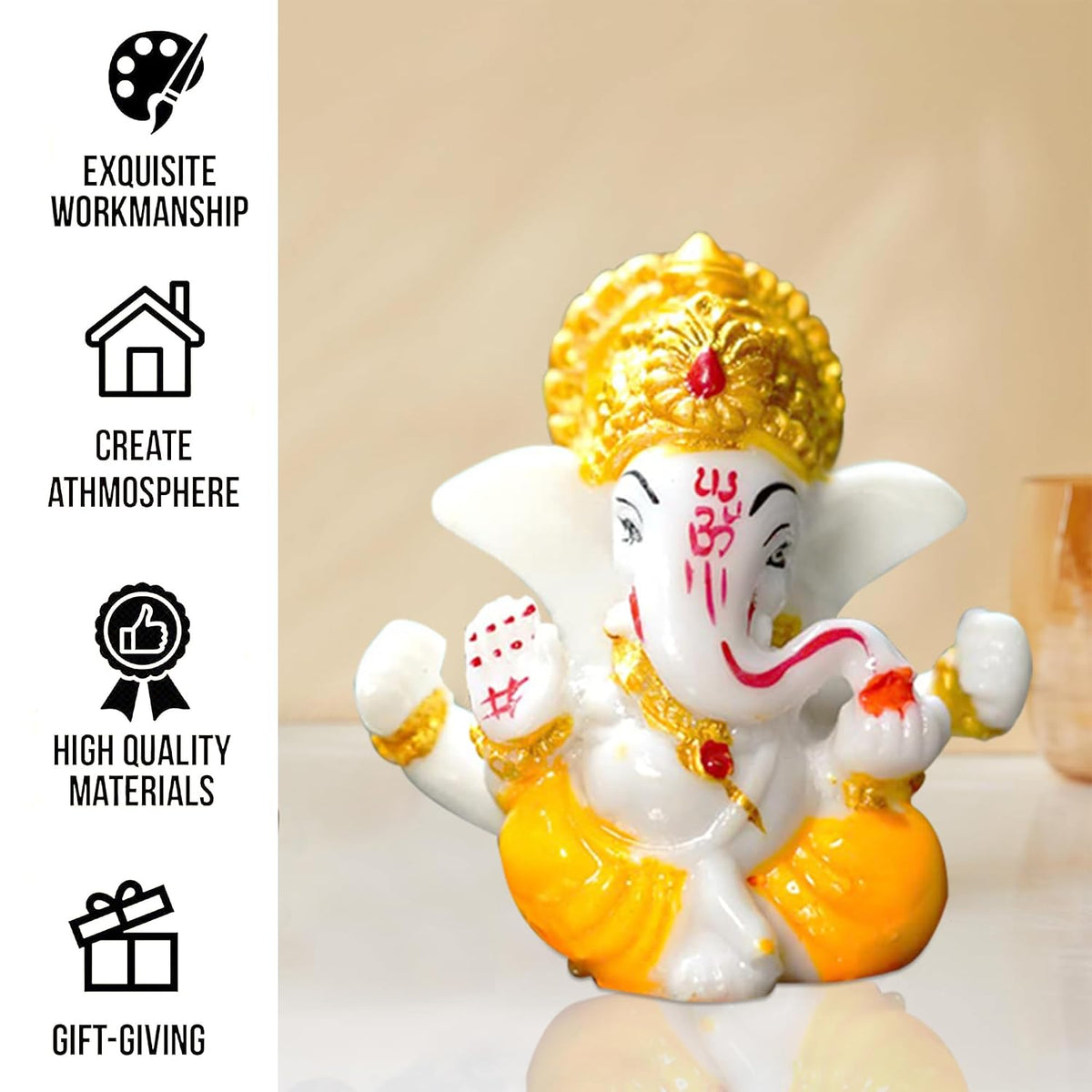 Auspicious Ganesh Idol for car Dashboard and Home, Small Ganpati Ganesha Idol for Car God Dashboard Accessories (Design 4)