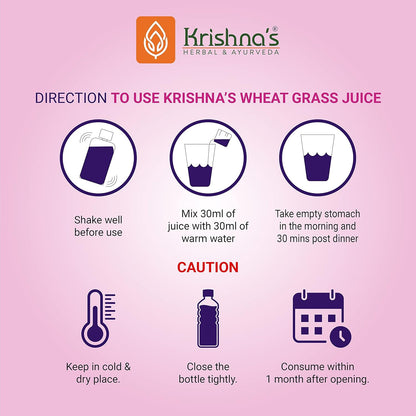 Krishna's Wheatgrass Juice - 1000 ML | Wheat Grass juice 9th day picked wheatgrass leaves | Pure, Natural and Ayurvedic Juice