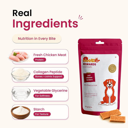 Nootie Rewards Real Chicken Tenders for Dogs 50g | High Protein Dog Treats