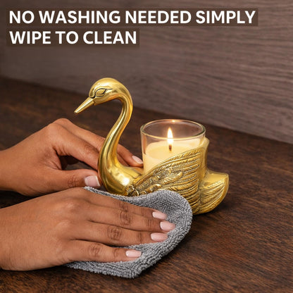 Kalakriti Golden Swan Pair Candle Holder Showpiece for Home Decoration and Good Luck | Aluminium Swans Couple Idol for Anniversary Valentine Wedding Gift & Living Room Décor (Candles not Included)