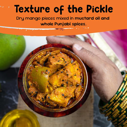 FarmDidi Punjabi Mango Pickle in Fresh Homemade Sour & Slightly Spicy Dry Aam Ka Achaar North Indian Punjabi Style Pickle Made With Less Oil No Chemical Preservatives