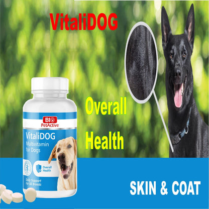 Bio PetActive VitaliDog Multivitamin for Dogs Helps in Immune System & Digestive System,Brain and Overall Body Health(75 Tablets)