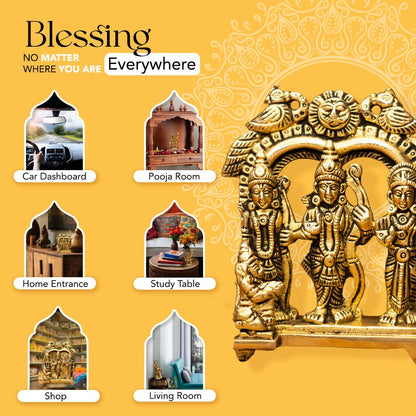 100% Pure Brass Ram Darbar Murti (Size: 8.4 cm) | Ram Darbar Statue for Home Decor and Office Desk | Ram Sita Laxman Hanuman Idol for Puja Room | Shree Ram Parivar Murti for Gift