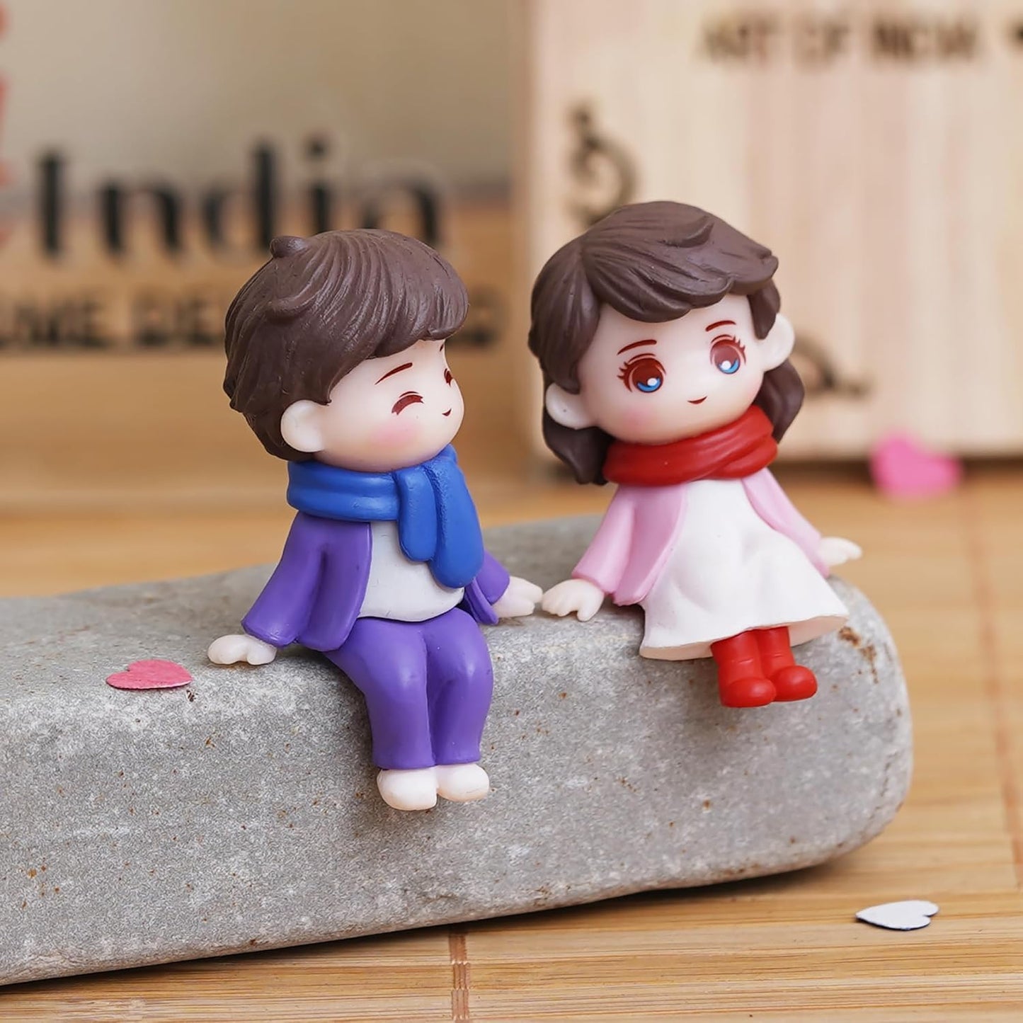 eCraftIndia Valentine Gift for Girlfriend Boyfriend| Plastic Cute Boy Girl Sitting Couple Statue Decorative Showpiece | Valentine Day Gift for Husband Wife Her Him | Valentine Day Decoration Items