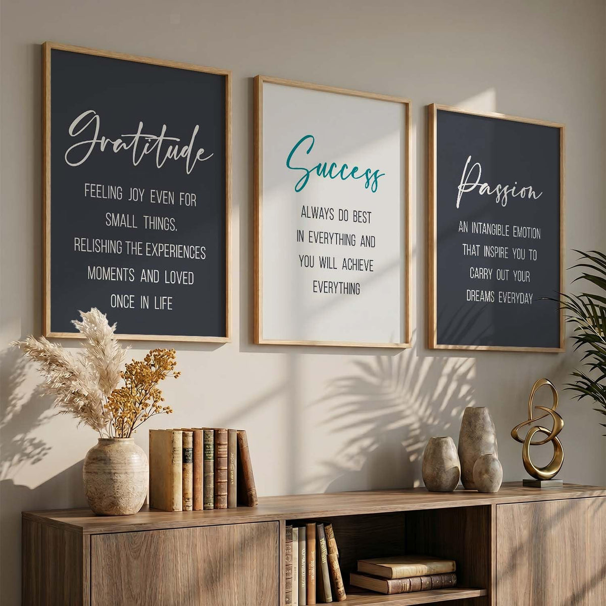 wall framed posters motivational quotes decoration items posters with frame office Decor posters for Study room Wall Decor Digital Reprint Set of 3 (13X17 inch)
