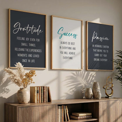 wall framed posters motivational quotes decoration items posters with frame office Decor posters for Study room Wall Decor Digital Reprint Set of 3 (13X17 inch)