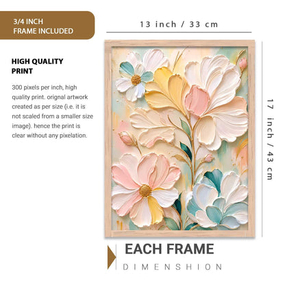 Aesthetic Flowers Modern Art Wall Painting | Home Decoration Floral Painting With Frame For Living Room Bedroom Wall Decor | Digital Reprint Set of 1 Size (13X17 INCH)