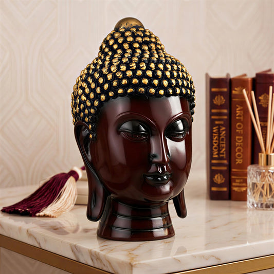Buddha Idol Statue | Show Pieces for Home Decor Living Room (Maroon Golden)