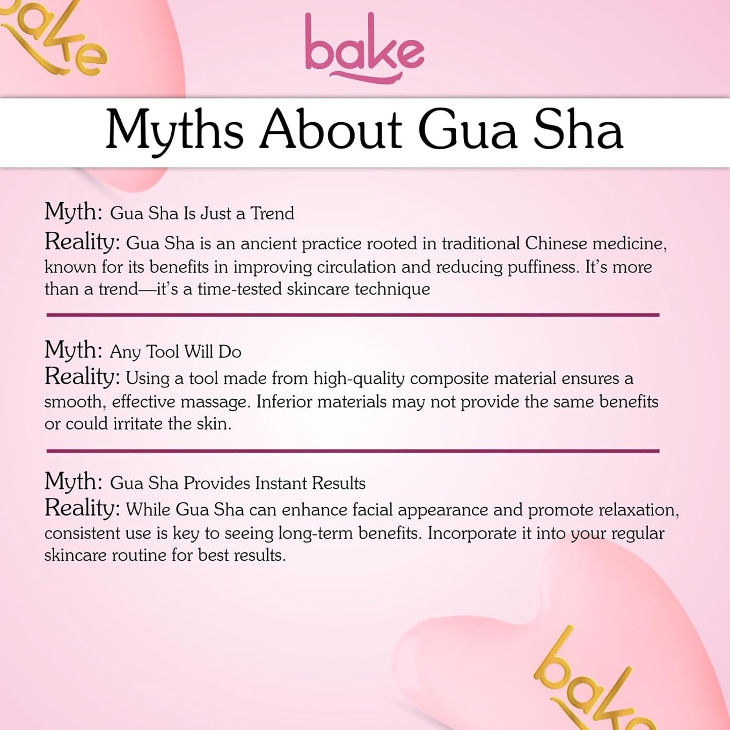 BAKE Gua Sha Face Massage Tool for Glowing Skin, Blood Circulation & Reducing Stress | Lifts Eyebrows, Smooths Wrinkles & Reduce Dark Circles | Jade Stone | 1 Piece