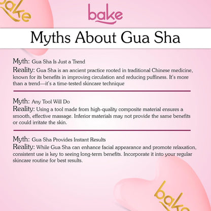 BAKE Gua Sha Face Massage Tool for Glowing Skin, Blood Circulation & Reducing Stress | Lifts Eyebrows, Smooths Wrinkles & Reduce Dark Circles | Jade Stone | 1 Piece