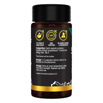 Zandu Shilajit Capsule, 60 capsules , Original and Pure Himalayan Shilajeet, Boosts Immunity, Strength and Stamina.