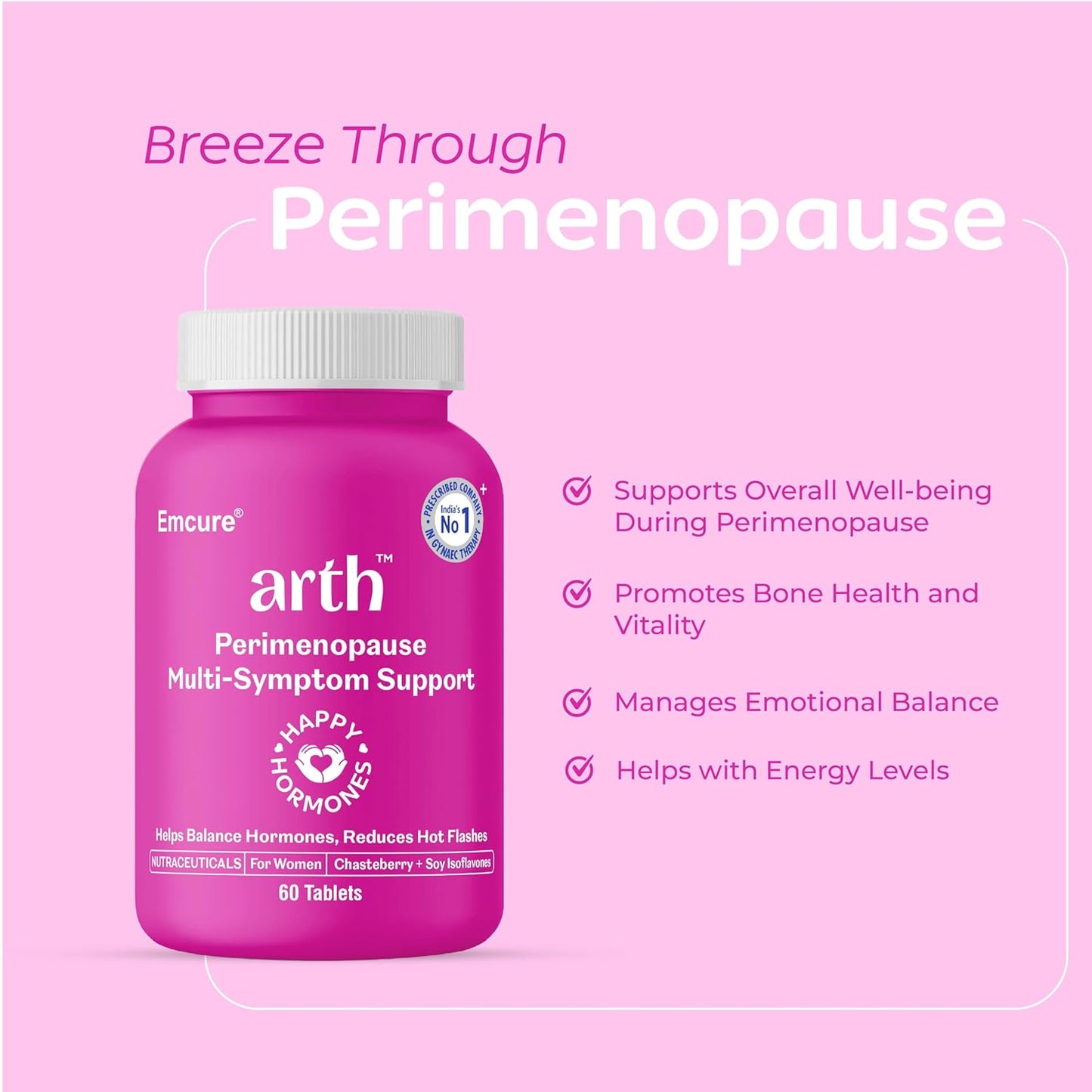 Arth Hormonal Balance Combo for Women | Perimenopause Support for Mood Swings, Hot Flashes & Hormonal Wellness + PCOS Support Tablets for Cycle Regularity, Metabolism & Reproductive Health