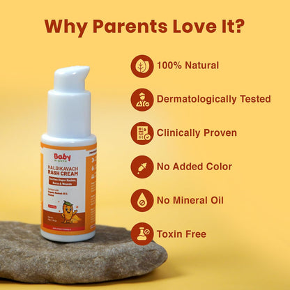 BabyOrgano Diaper Rash Cream for Babies 0+ Months | Fast Rash Relief | Baobab Oil, Khatmi, Yashad Bhasma & Turmeric | Ayurvedic Formula | Pediatrician & Dermatologically Tested | Non-Sticky | 50g