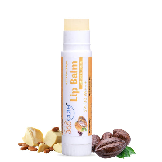 365CARE SPF 30 Lip Balm for Dark Lips Lightening & Pigmentation | Cocoa Butter Lip Balm for Smokers, Dry & Chapped Lips | 24hr Deep Moisturizing & Sun Protection PA+++ for Men & Women - 4.8g