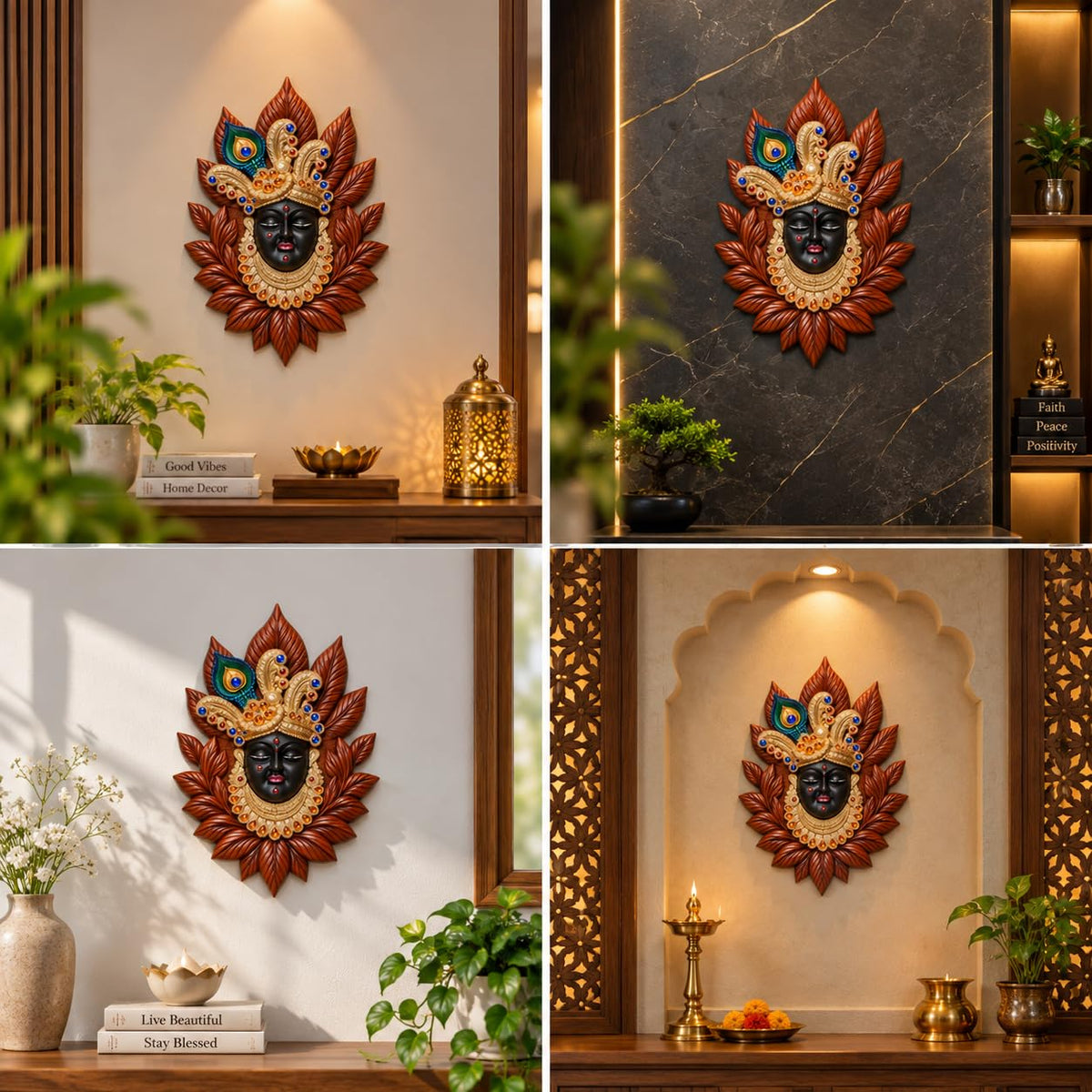 Decorative Goddess Wall Hanging for Home Temple & Pooja Room | Traditional Indian Religious Wall Decor with Leaf Design | 2 Feet Height x 1.5 Feet Width | Spiritual Home Decoration for Living Room, Entrance & Festive Décor-1 Pcs