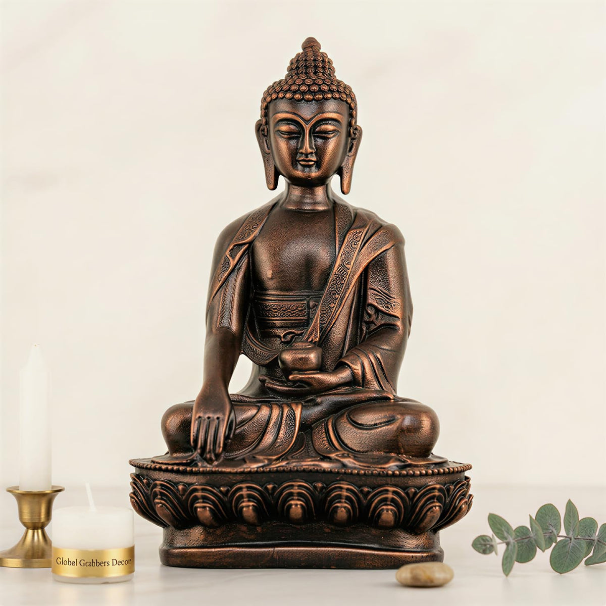 New Limited Edition Meditating Sitting Buddha Idol Statue showpiece Home Decor Decoration Items for Living Room and Gifts (Antique Copper-BS1)