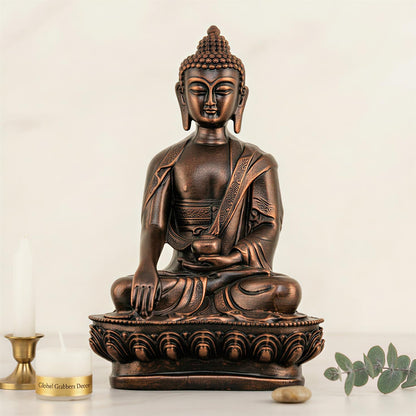 New Limited Edition Meditating Sitting Buddha Idol Statue showpiece Home Decor Decoration Items for Living Room and Gifts (Antique Copper-BS1)