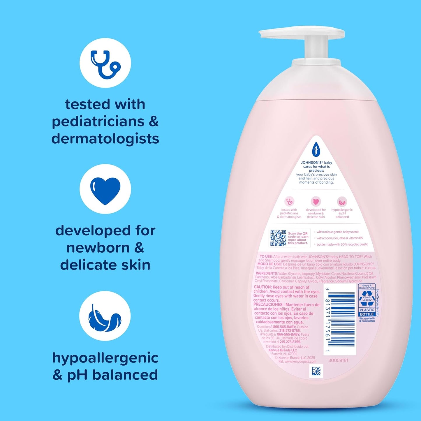 Johnsons Moisturizing Baby Lotion with Coconut Oil, 27.1 fl. oz