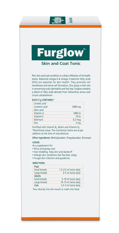 Furglow Skin and Coat Tonic packaging on a white background